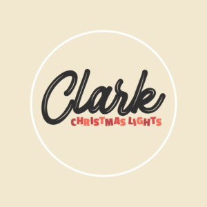 Clark Christmas Lights round logo on cream background